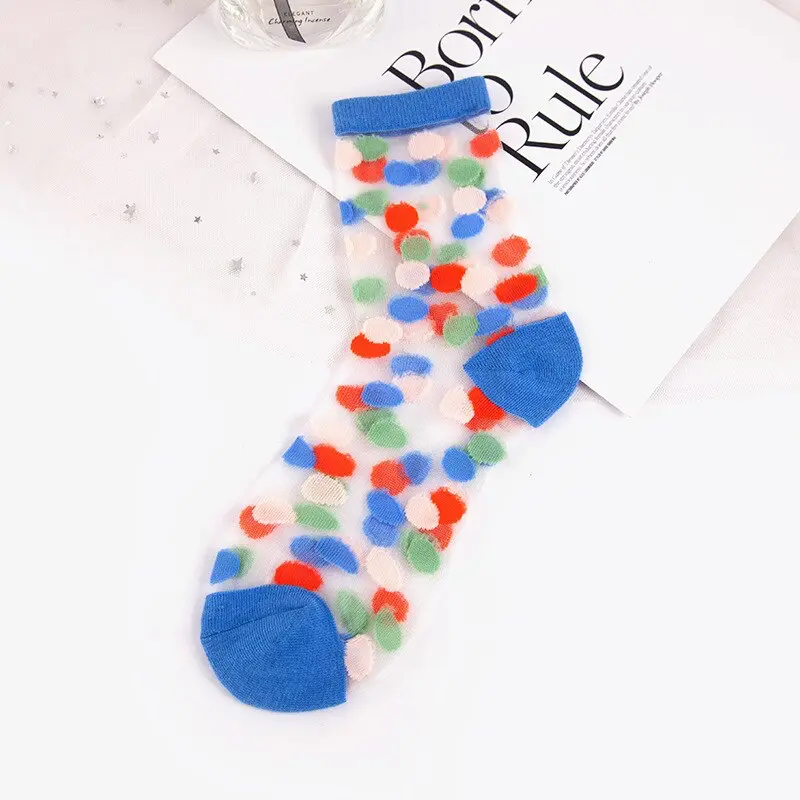 Transparent Confetti Dot Crew Socks