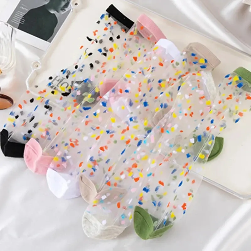 Transparent Confetti Speckle Crew Sock Set (Set of 6 Pairs)