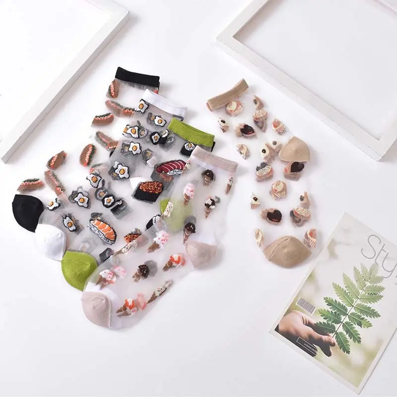 Transparent Food Pattern Crew Socks (9 Designs)