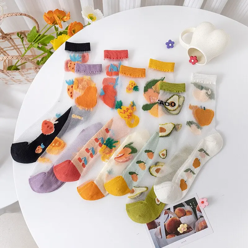 Transparent Fruit Crew Socks (7 Designs)
