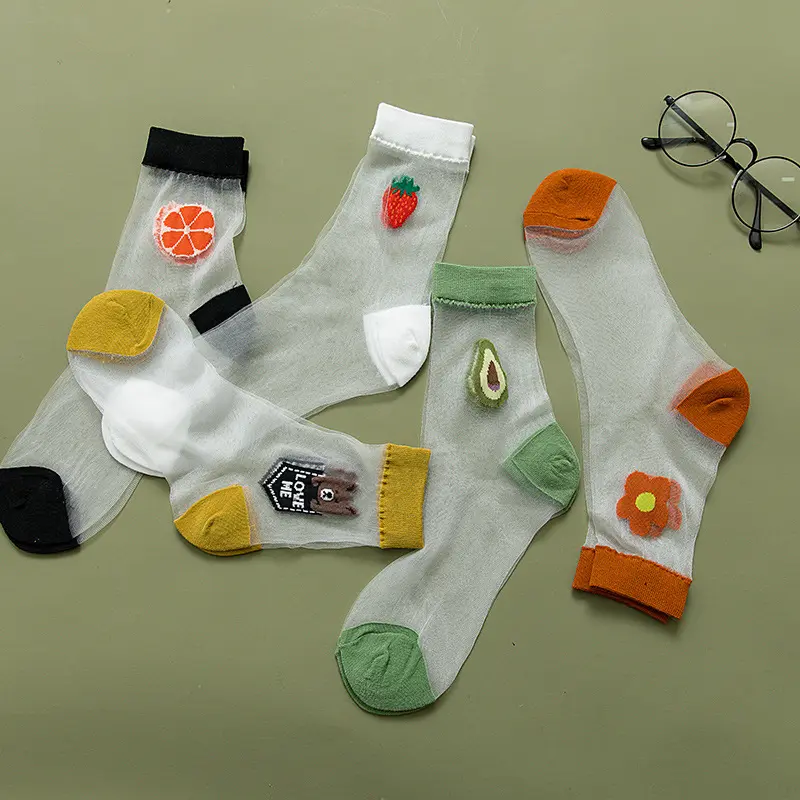 Transparent Illustration Crew Socks (5 Designs)