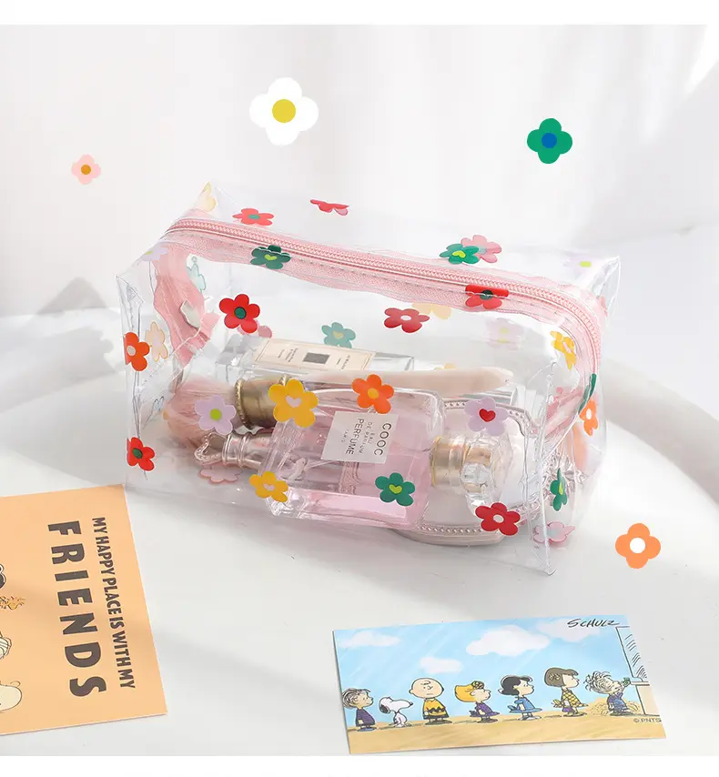 Transparent Pop Flower Zipper Pouch