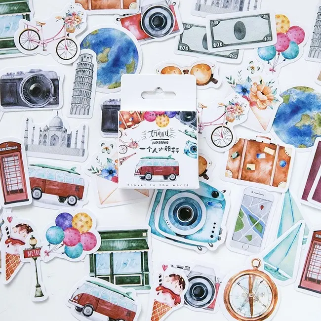 Traveling Theme Sticker Set (46 Stickers)