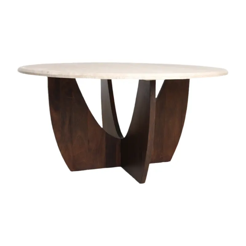 Travertin ronde eettafel bruin onderstel Ø120cm Raw Materials