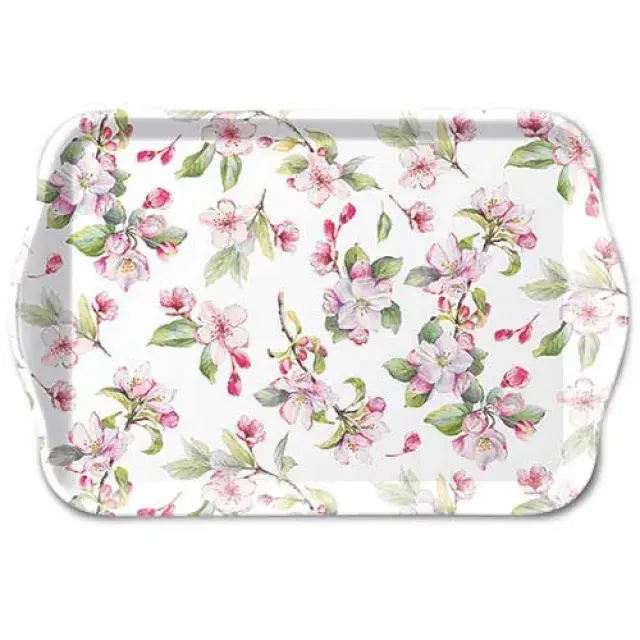 Tray Spring blossom white 13x21cm