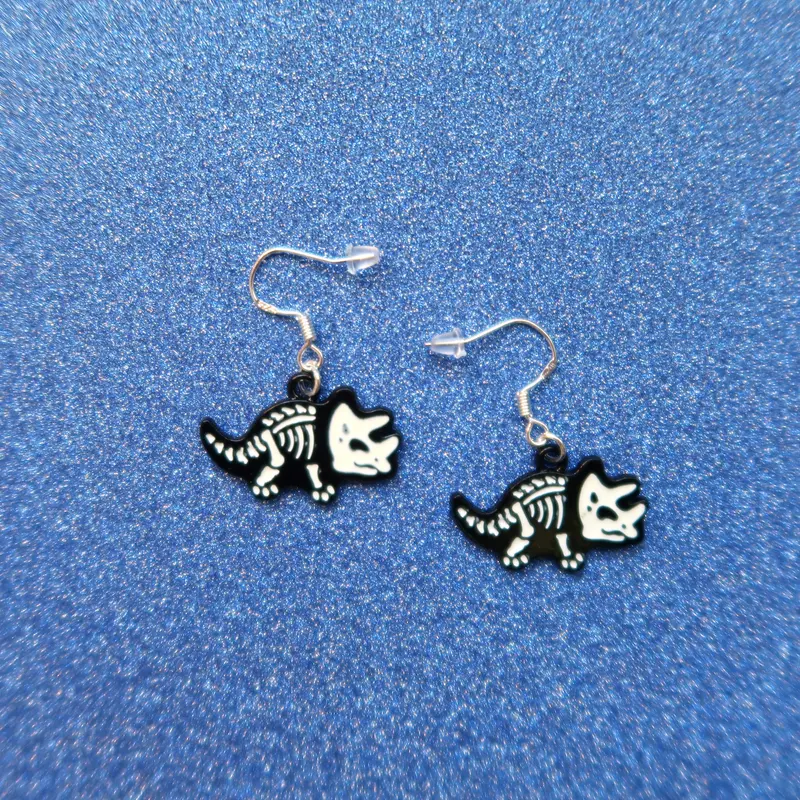 Triceratops Skeleton Earrings