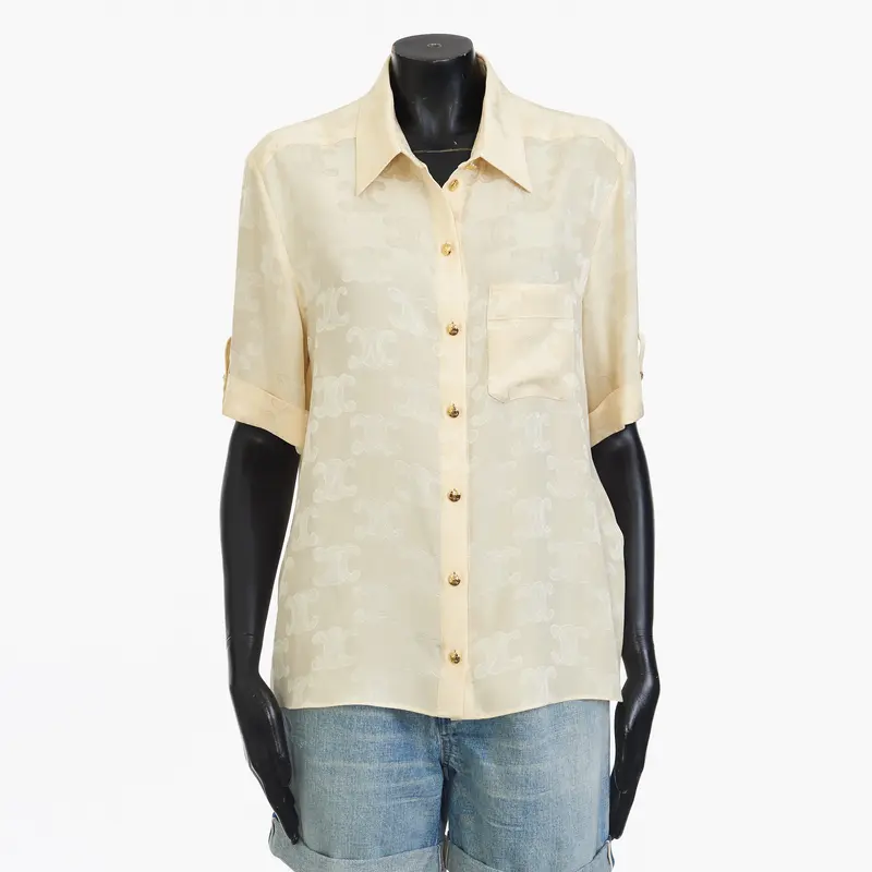 Triomphe Blouse In Crème Shiny Matte Silk