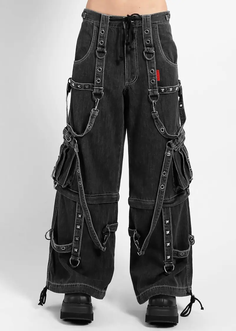 Tripp NYC Denim Strap Zip Off Trousers Black