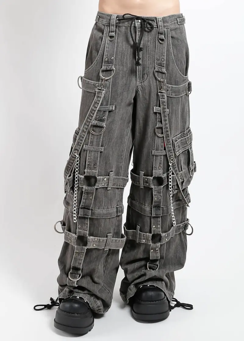 Tripp NYC Harness Dark Street Denim Pants Black