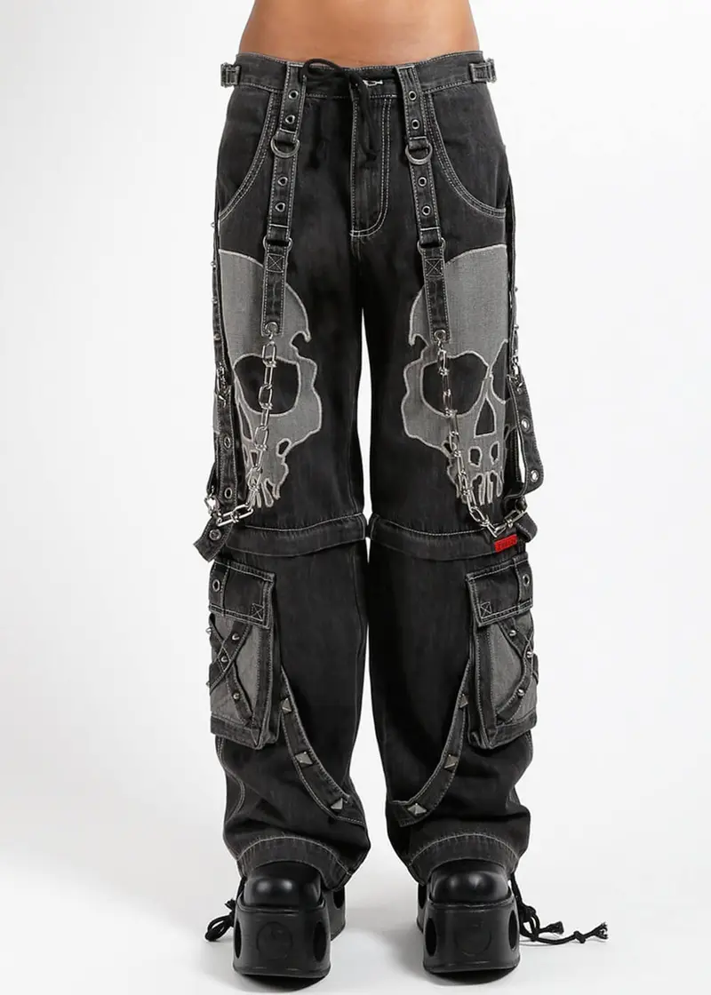 Tripp NYC Scare Dark Street Skull Pants Black