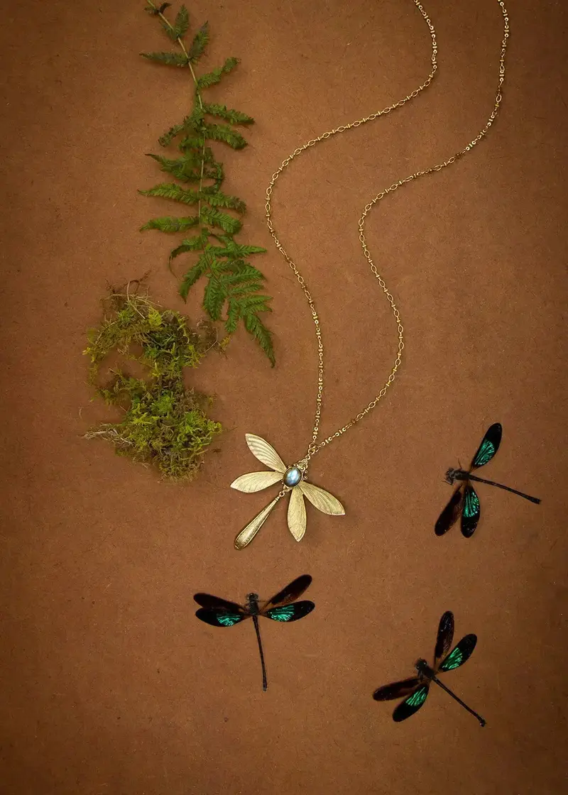 Trollbinde Dawn of the Dragonflies Amulet Necklace Antique Gold