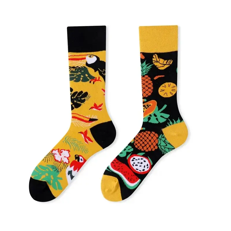 Tropical Paradise Mismatched Crew Socks
