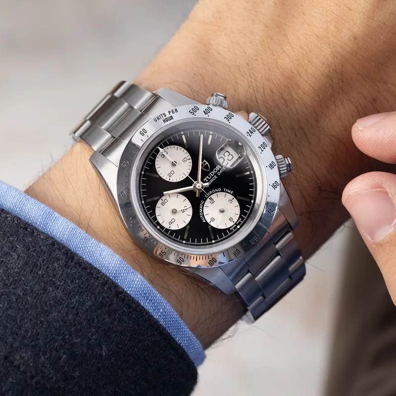 Tudor Prince Date Chronograph mit schwarzem Zifferblatt Referenz 79280