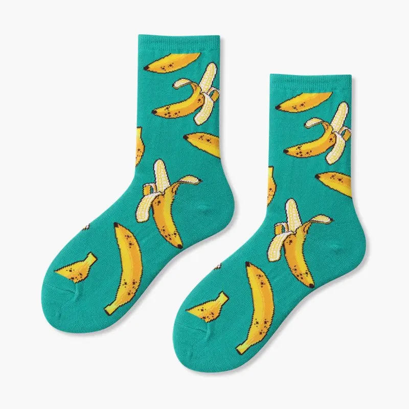 Turquoise Banana Crew Socks
