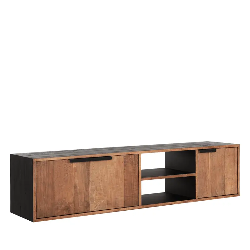 TV-meubel Cosmo No.1 Hangend Teakhout Zwart Large 205cm DTP Home