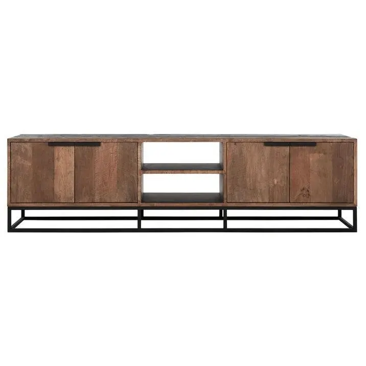 TV-meubel Cosmo No.2 Teakhout Naturel Zwart Large 205cm DTP Home