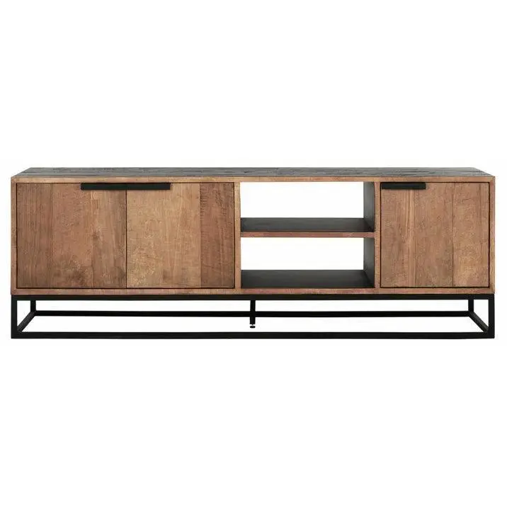 TV-meubel Cosmo No.2 Teakhout Naturel Zwart Medium 165cm DTP Home