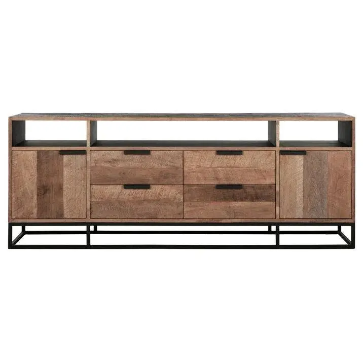 TV-meubel Cosmo No.3 Teakhout Naturel Zwart 200cm DTP Home