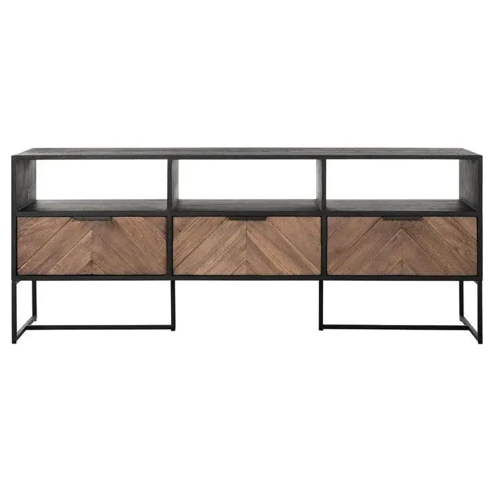TV-meubel Criss Cross Gemixt Hout Naturel Zwart 150cm DTP Home