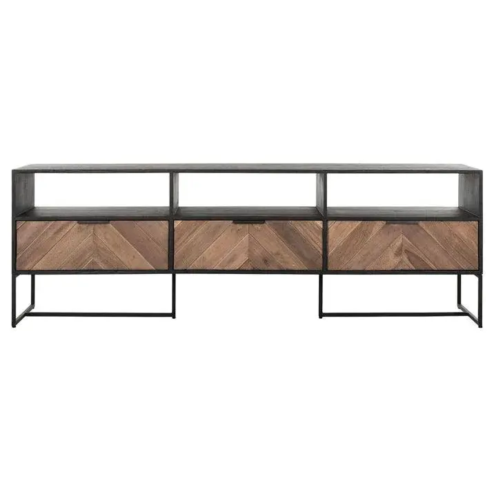 TV-meubel Criss Cross Gemixt Hout Naturel Zwart 180cm DTP Home