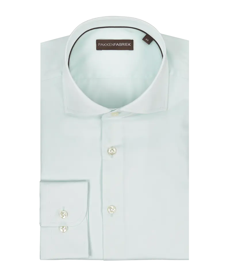 Twill lime overhemd met wide spread kraag