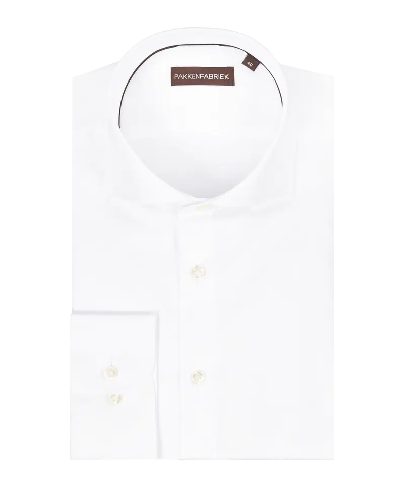 Twill wit overhemd met wide spread kraag