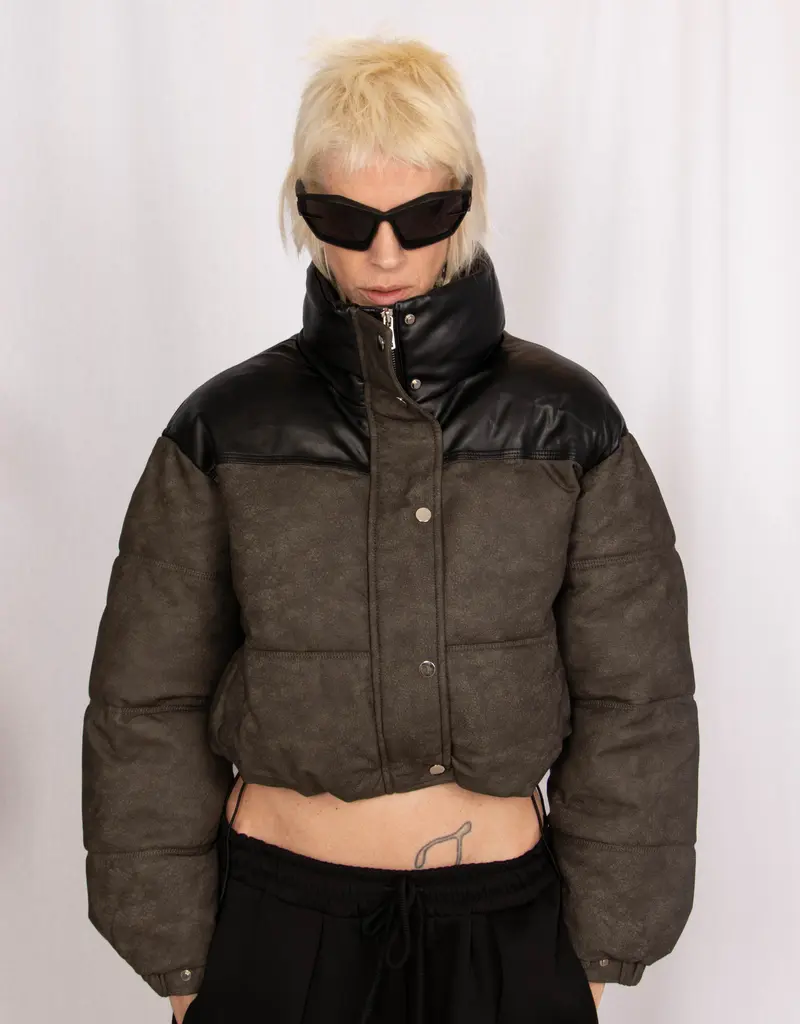 Two toned cropped bomber jacket