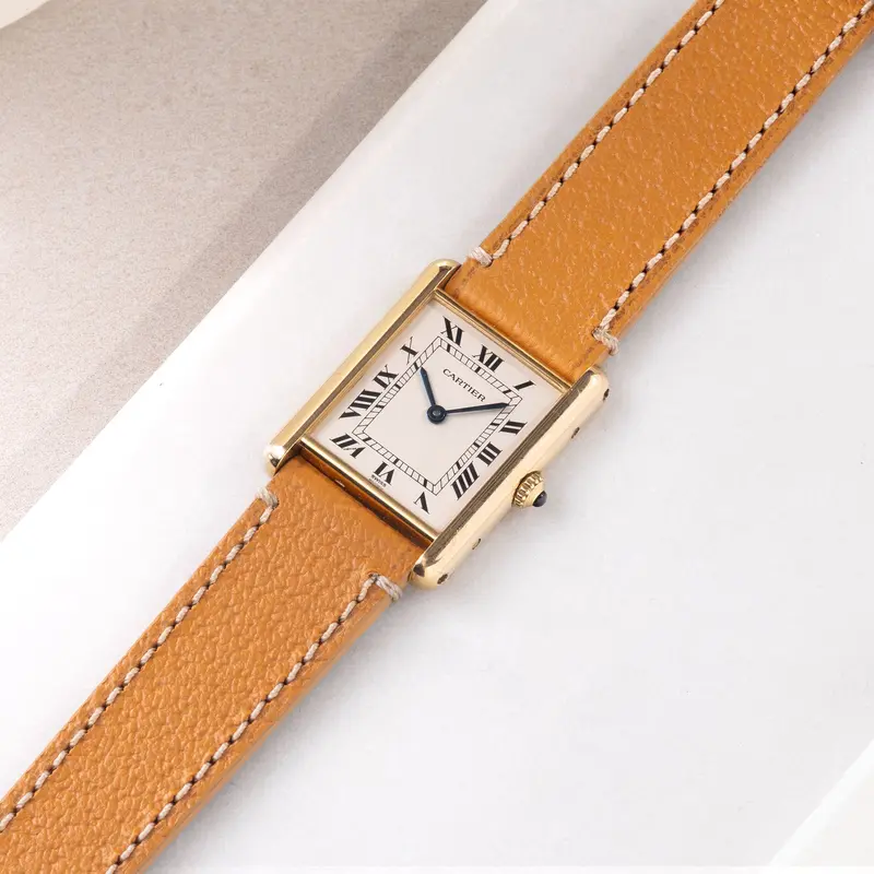 Uhrenarmband für Cartier 17.5mm - Pigskin Cognac Brown