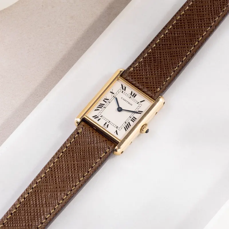 Uhrenarmband für Cartier 17.5mm - Saffiano Brown Leather
