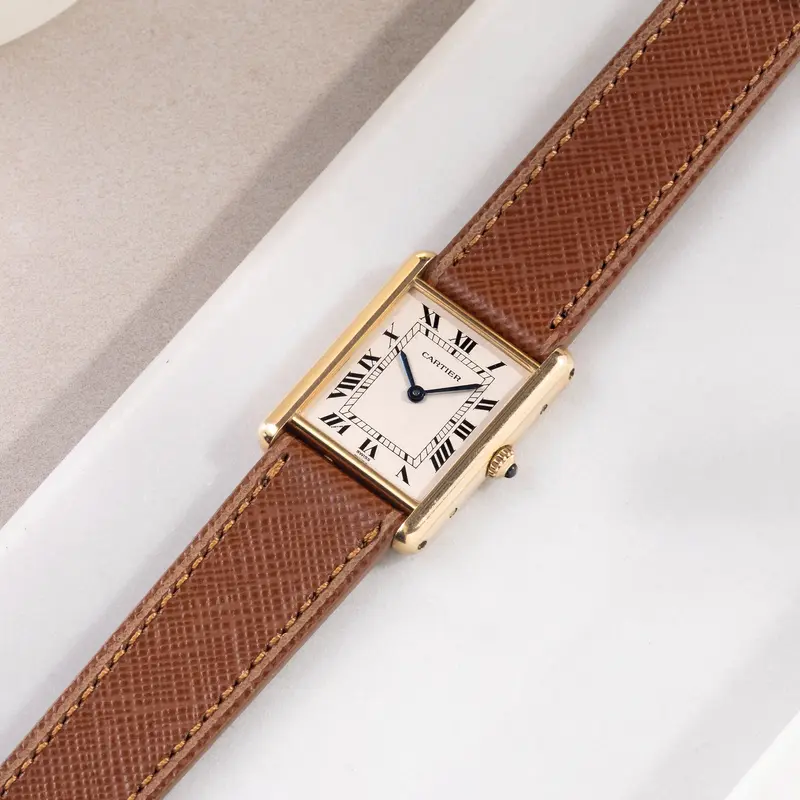 Uhrenarmband für Cartier 17.5mm - Saffiano Cognac Brown Leather