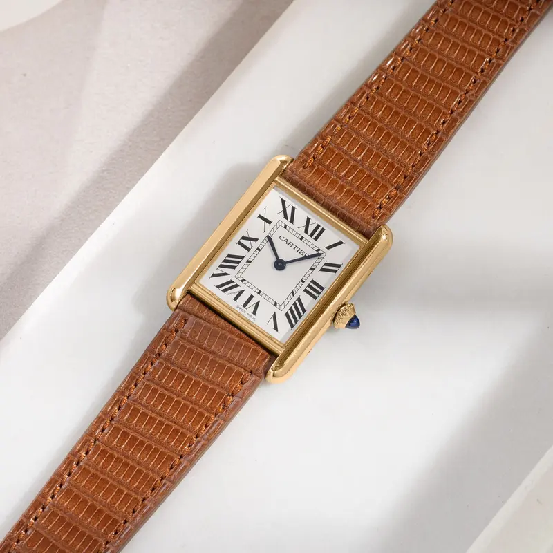 Uhrenarmband für Cartier Tank Louis (2021-2024) - The Cognac Brown Lizard