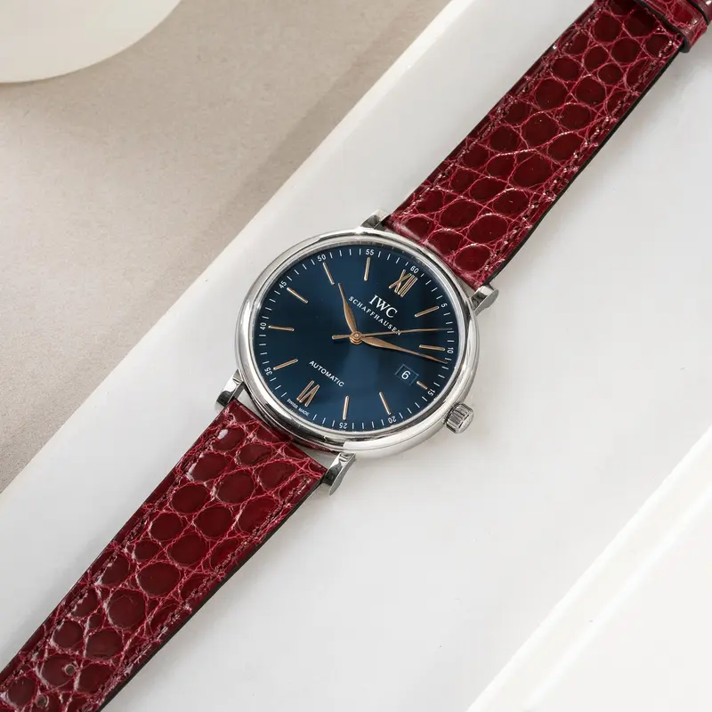 Uhrenarmband für IWC Portofino - Brilliant Bordeaux Alligator