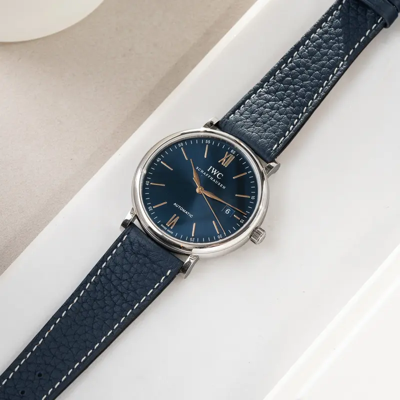 Uhrenarmband für IWC Portofino - Taurillon Nocturne Blue Leather