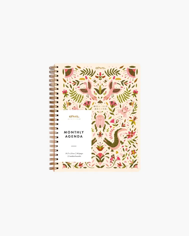 Undated Monthly Planner - Pink Croco