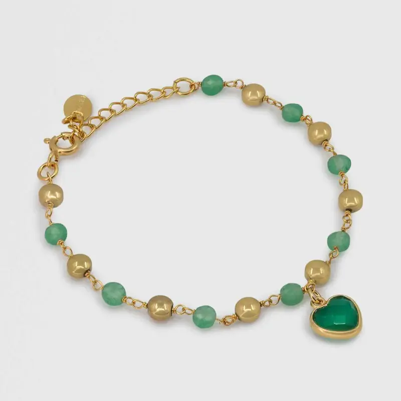 une a une armband coeur onyx vert