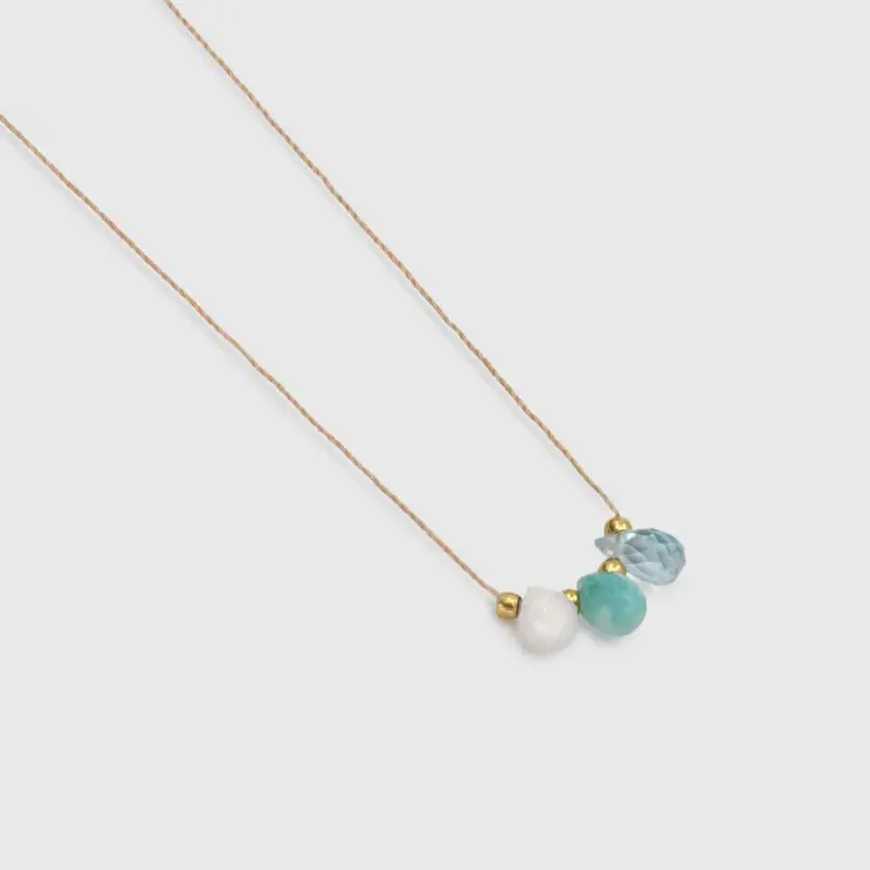 Une a Une ketting colliers 3 goutte aqua calcedoine