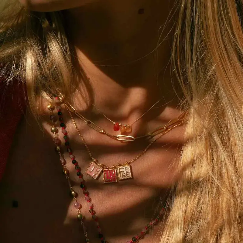 Une a Une ketting colliers 3 gouttes coraline