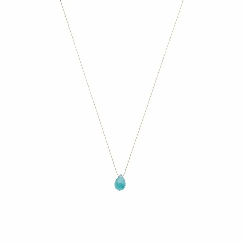 une a une ketting goutte calcedoine bleu