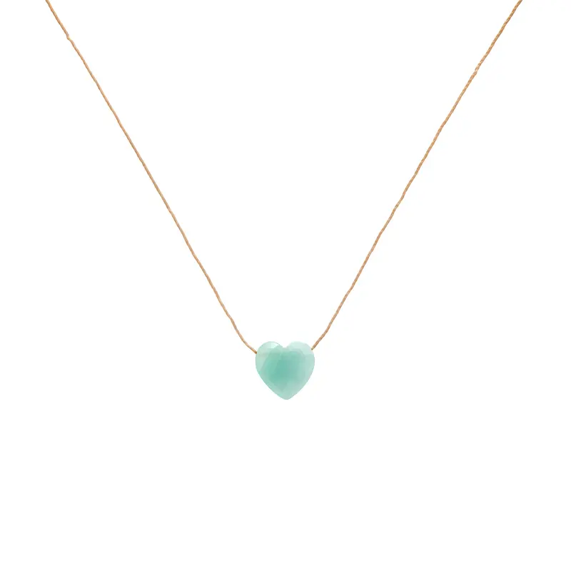 Une a Une ketting goutte coeur amazonite
