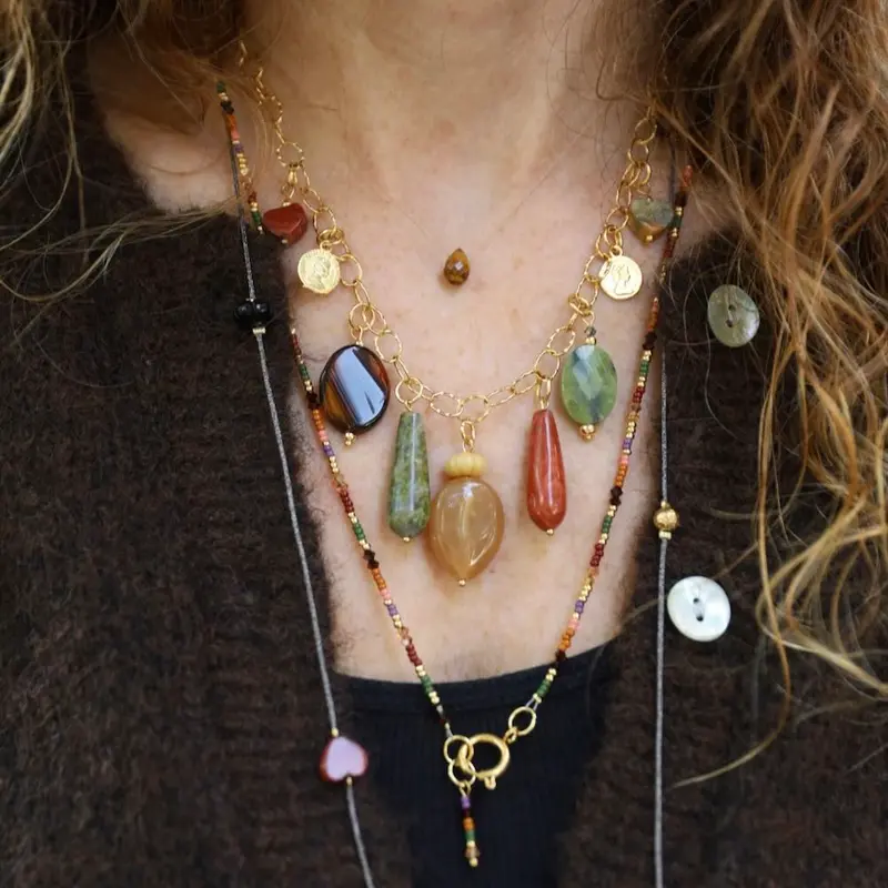 une a une ketting goutte tijgeroog