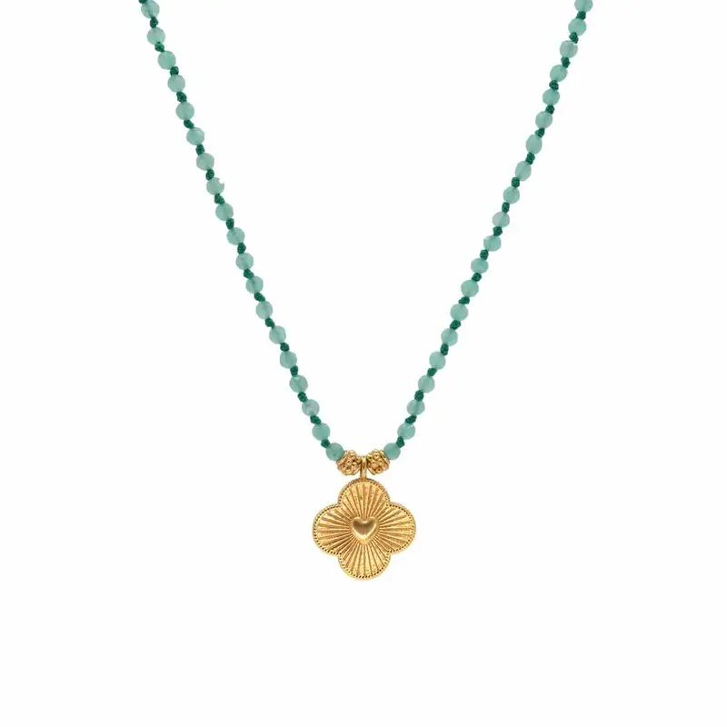 une a une ketting long jaya charm amazonite