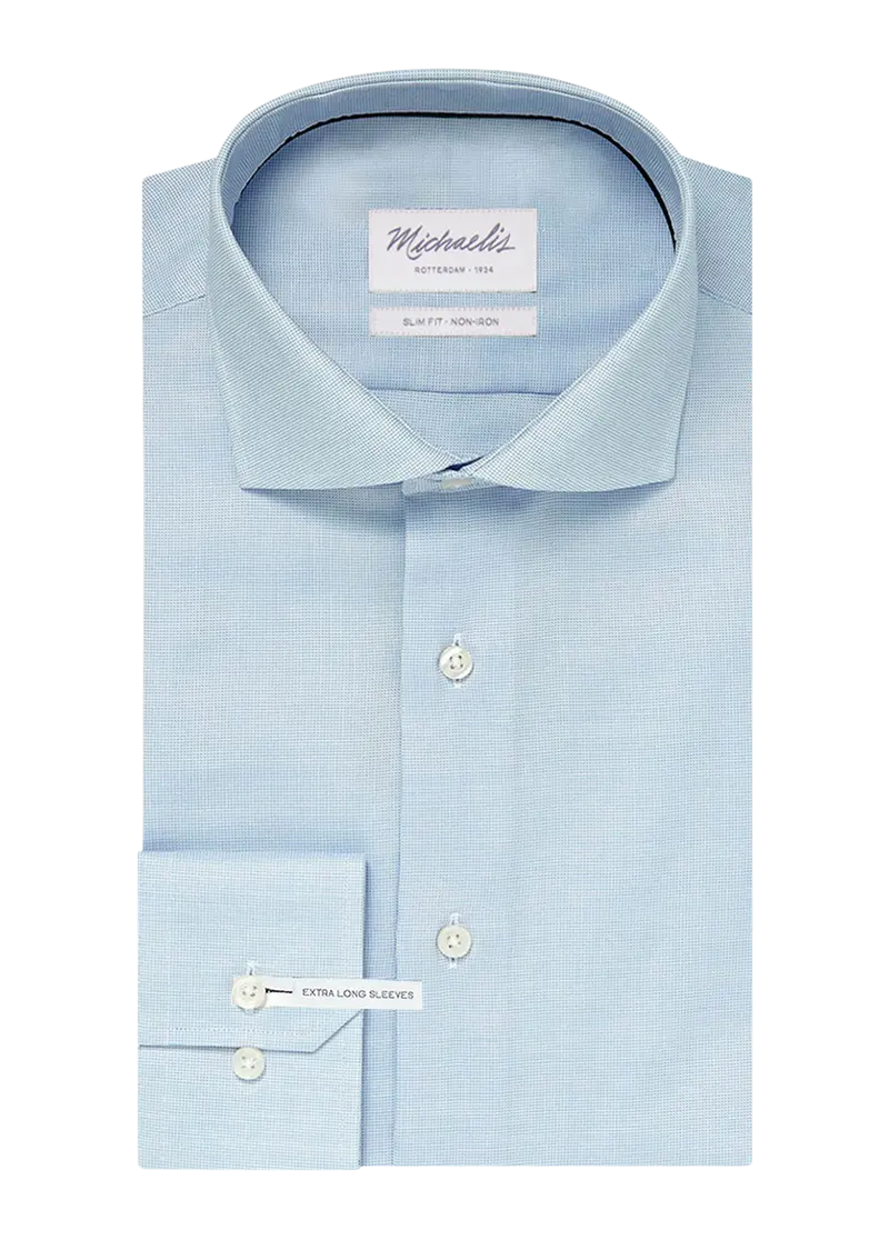 Uni blauw overhemd (Extra lange mouwen)