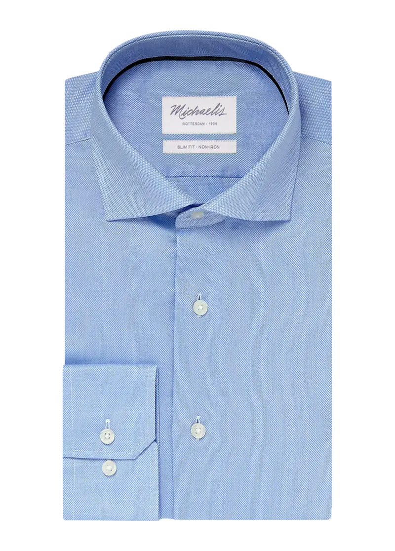 Uni Blauw Oxford katoenen overhemd