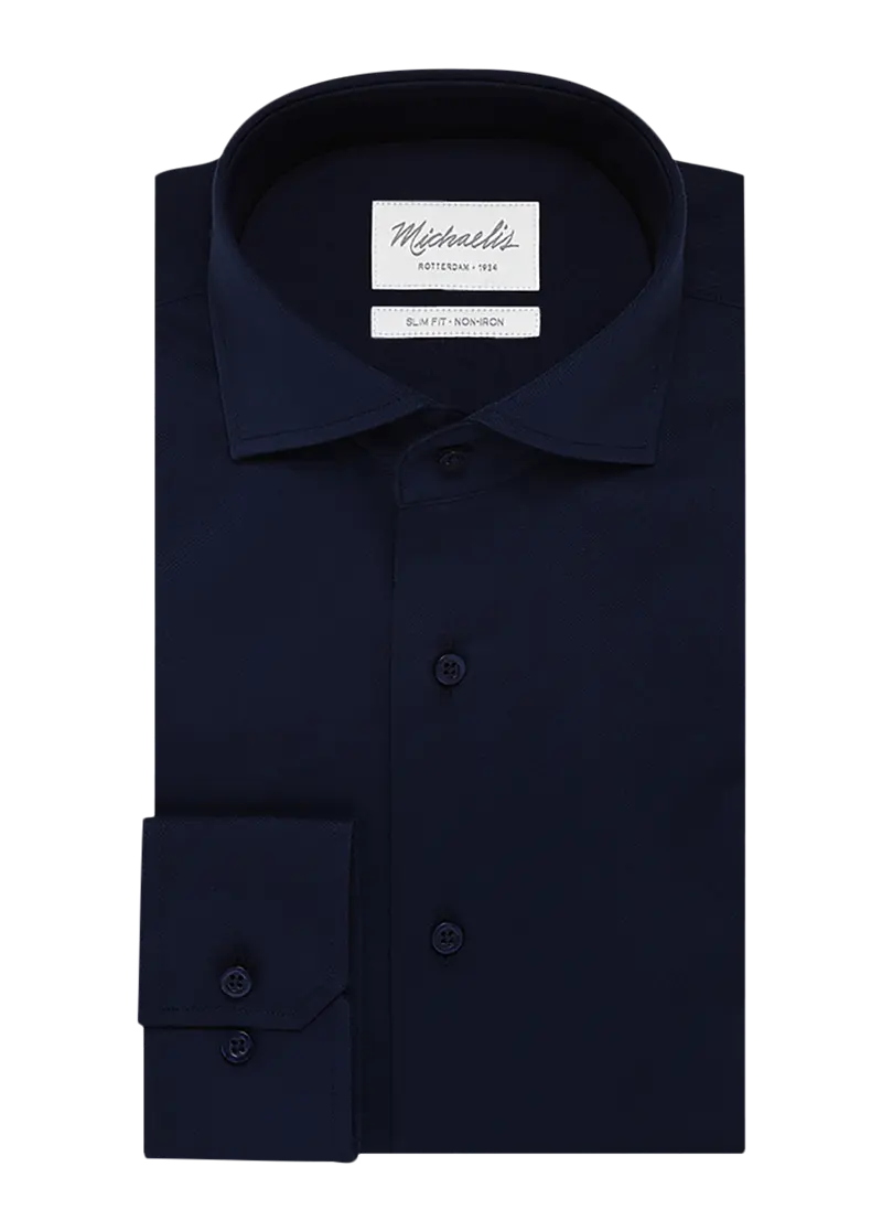 Uni navy katoenen overhemd
