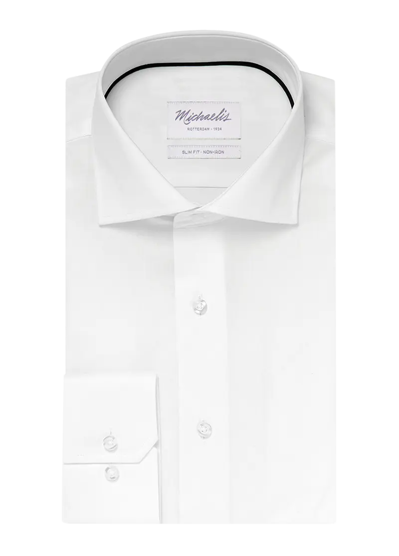Uni wit fine twill overhemd