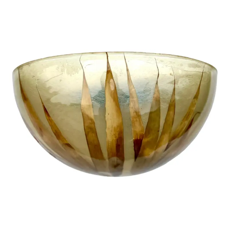 Unieke wandlamp van hars met echte bladeren, Frankrijk 1970s