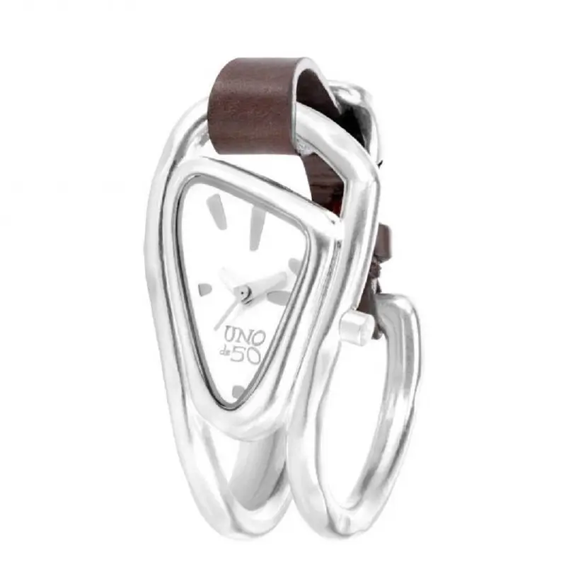 UNOde50 Horloge - Din Don | ZILVER | BRUIN | REL0132BLNMAR0U