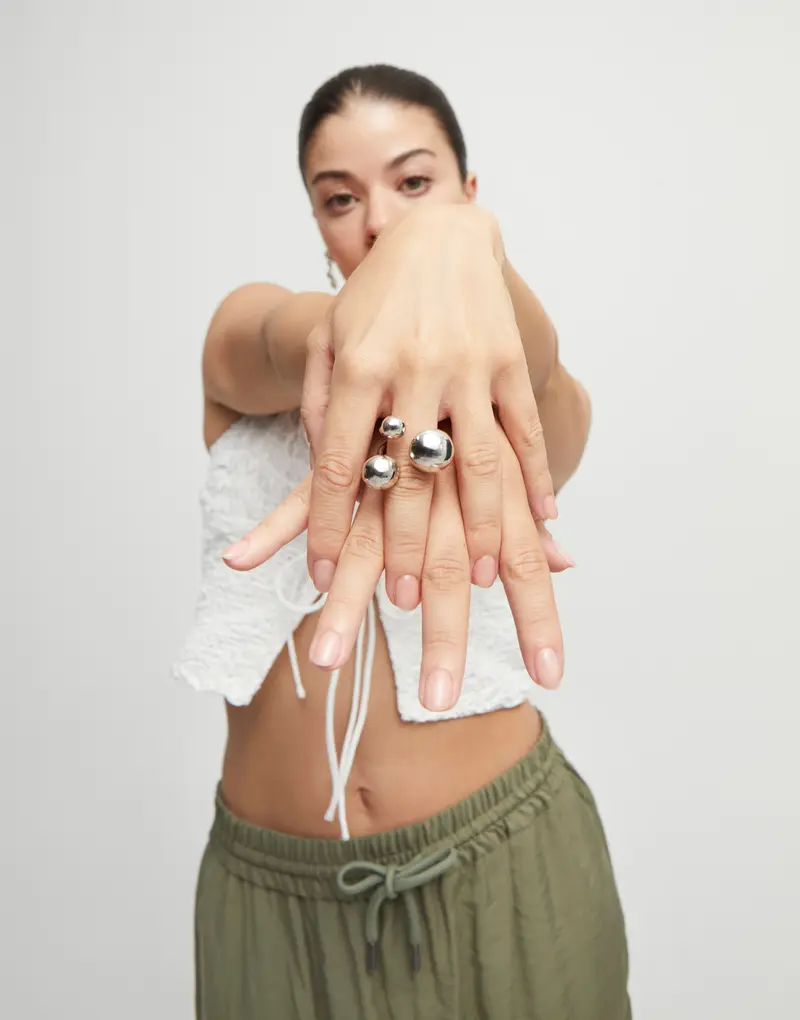 UNOde50 Ring - Sterling verzilverde ring met drie bolletjes - ANI0843