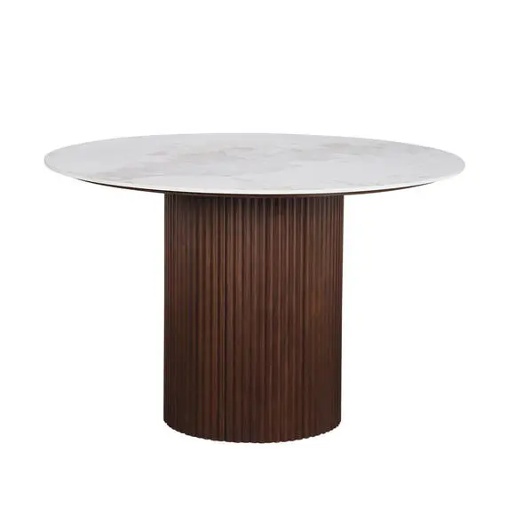 Urban Chique Ronde Tafel Keramisch Marmer / Walnootfineer Pole to Pole