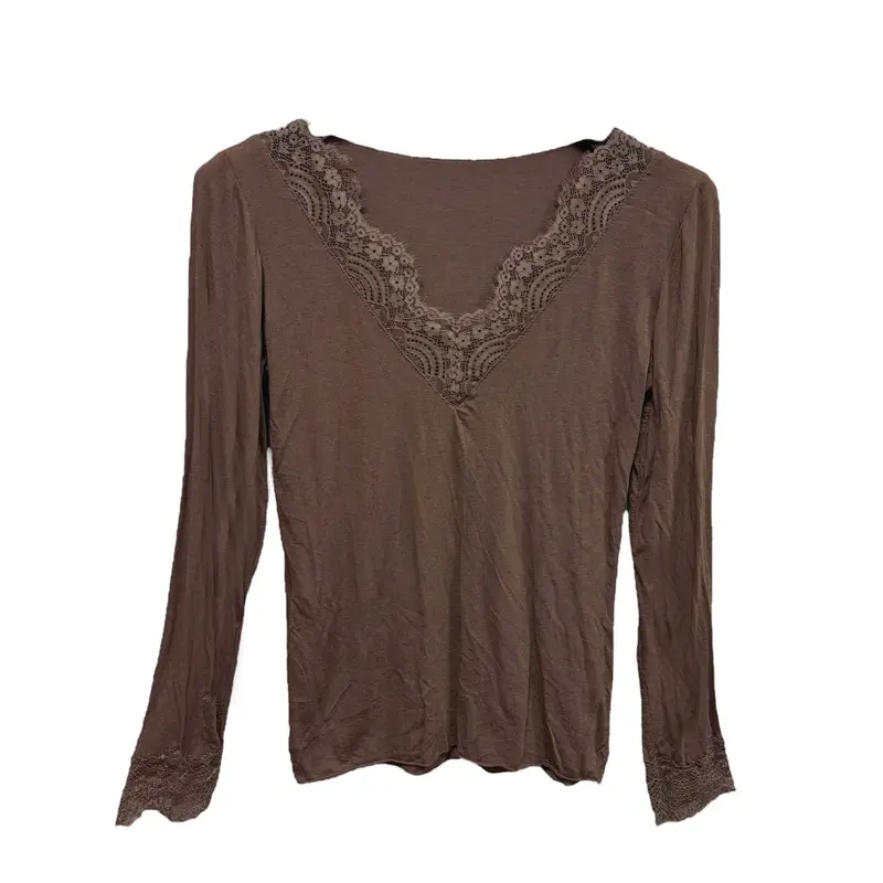 V-hals top met kant 25512